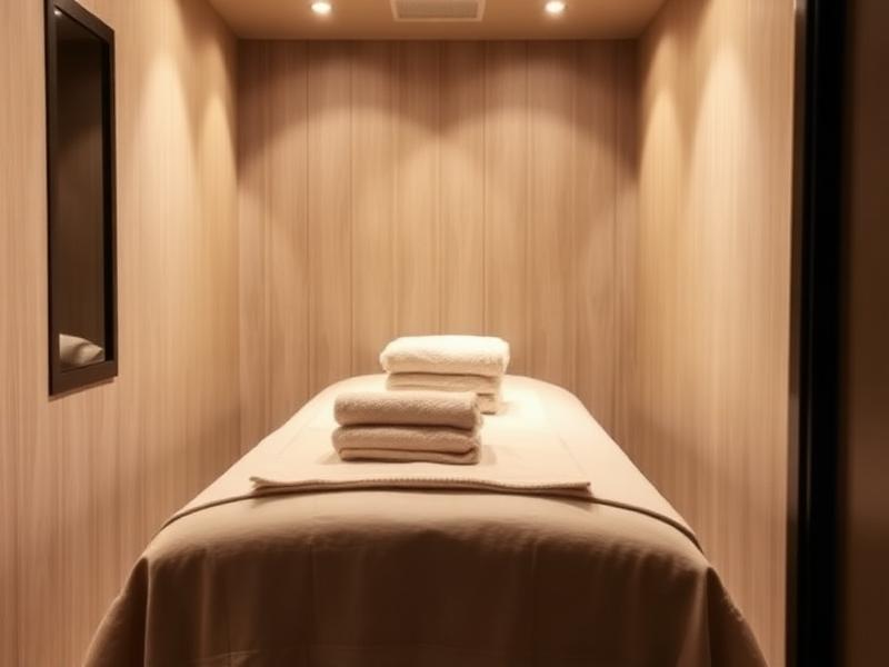 Cabina de depilación cálida con toallas limpias